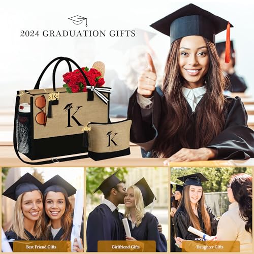 YOOLIFE Graduation Gift Bags, College Graduation Gifts for Her 2024 Teacher Graduation Gifts Class of 2024 Gifts Graduation Gift for Her Women Teen Girls Daughter Graduation Cards Gifts 2024 Letter K