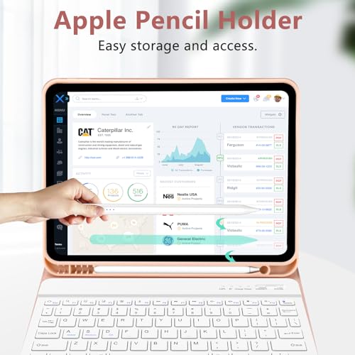 FUWANG Keyboard Case for iPad Air 11 inch (M2) 2024 & 10.9 inch for iPad Air 5th 4th Generation Case with Keyboard - Detachable Bluetooth Folio Cover for iPad Air 11 inch 2024/ Air 5th/4th, Champagne