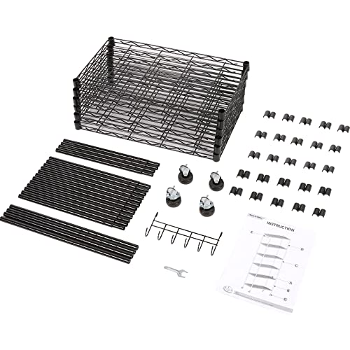 Homdox 6-Tier Storage Shelf Wire Shelving Unit Free Standing Rack Organization Adjustable Leveling Feet, Stainless Side Hooks, Black