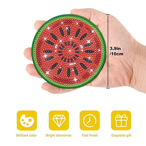 QUITEDEW 10 Pack Fruit Diamond Painting Coasters, DIY Diamond Art Kits for Adults, Diamond Art Coasters for Adult Beginner