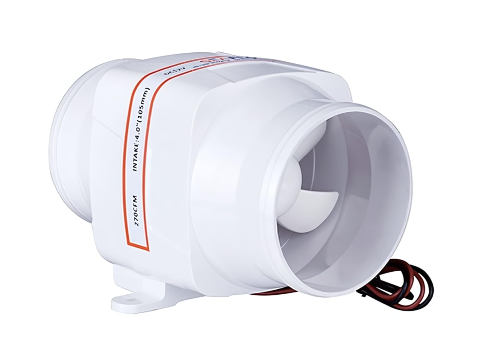 SEAFLO 4" In-Line Marine Bilge Air Blower 12V 270 CFM Quiet Boat White