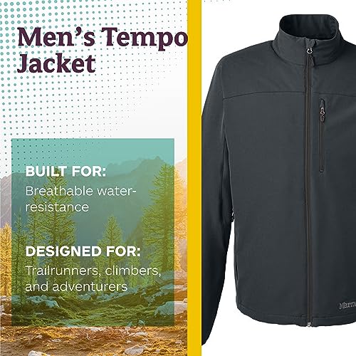 MARMOT Men's Tempo Jacket, Warm Breathable Water-Resistant Softshell, Black, Small