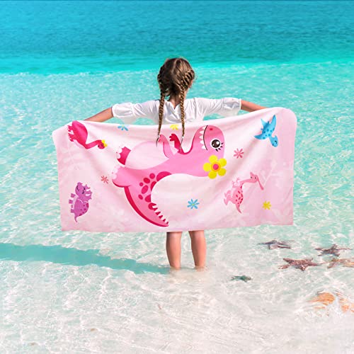 WERNNSAI Unicorn Beach Towel - 30” x 60” Pink Polyester Camping Towels for Girls Kids Quick Dry Ultra Absorbent Super Soft Beach Blanket Pool Travel Swimming Bath Shower Towel