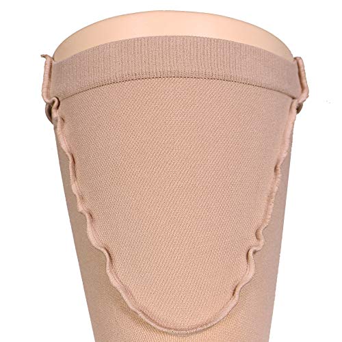 Truform Surgical Stockings, 18 mmHg Compression for Men and Women, Thigh High Length, Open Toe, Beige, Small