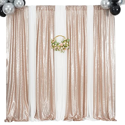 Poise3EHome Turquoise Sequin Backdrop Curtains, 4 Panels Sequin Backdrop, 2FTx8FT Sequin Curtains for Party Wedding Sequence Backdrop