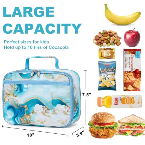 Kids Girls Lunch Bag Insulated Lunch Box for school Lunch Cooler Organizer School Kids Lunch Tote (purple butterfly)