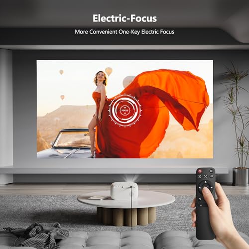 Mini Projector with WiFi and Bluetooth, 4K 1080P Portable Projector, 18000 Lumens Outdoor Movie Projector Support Electric Focus & Auto Vertical Keystone, Smart Video Projectors for Phone/TV Stick/PC