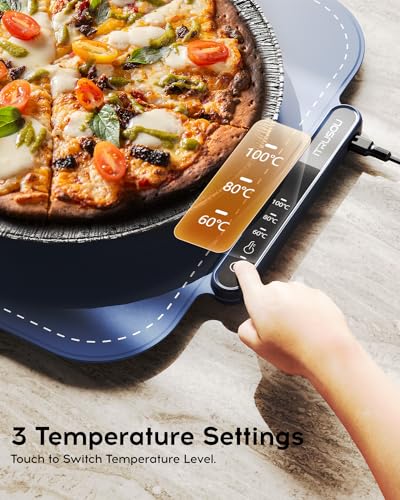 iTRUSOU Electric Warming Tray - Full Surface Heating,Rollable & Portable,Premium Silicone Nano-Material,3 Temperature Settings,Auto Shut-Off -Versatile Food Warmer for Pizza, Meals, and More