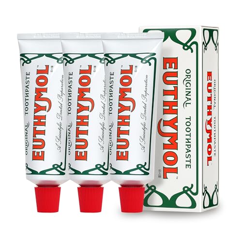 [Euthymol] Natural Flouride-Free Formula/Strong Mint Flavor for Fresh Breath, 3.7 oz | Classic Pink Toothpaste for Fresh Breath, Plaque & Tartar Remover | Travel Size Aluminum Recyclable Tube