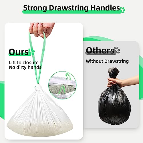 KropBom Waste Drawer Liners Bags Replacement Compatible with Litter Box Robot 4 and 3, 20 Count Thick Self-cleaning Cat Litter Box Liners with Drawstring Heavy Duty 10-12 Gallons of Capacity