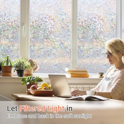 LUTE Blackout Window Film, Sun Light Blocking Frosted Privacy Window Cling for Glass, Darkening Window Tint for Day Sleep, UV Blocking Static Cling Window Cover, 17.5" x 78.7"