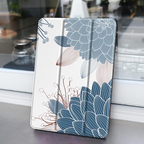 Yebiseven Case for Samsung Galaxy Tab A8 10.5 inch 2022 Released Model SM-X200/X205/X207, Shockproof Tablet Cases with Auto Sleep/Wake & Folding Stand & Soft TPU Back Cover, Hibiscus Flower