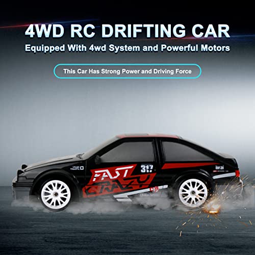 RC Drift Car Remote Control Car 2.4GHz 1:24 Scale 4WD 15KM/H High Speed Model Vehicle LED Lights Drifting Tire Racing Sport Toy Car for Adult Boys Girls Kids Gift 2Pcs Rechargeable Batterie