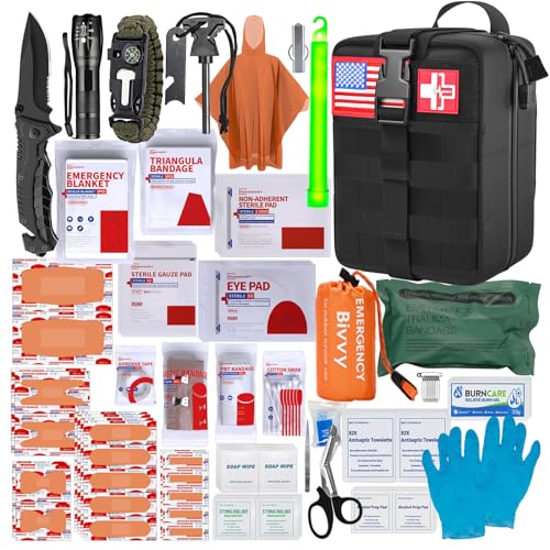 [New Upgrade] First Aid Kit, Survival Gear Outdoor Tactical Gear Set First Aid Kits Military Grade Molle System for Camper Travel Hunting Hiking and Adventures