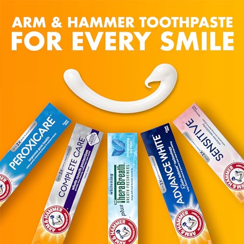 ARM & HAMMER Toothpaste Plus TheraBreath Breath Fresheners, Invigorating ICY Mint Flavor, Whitening Anticavity Fluoride Toothpaste for Bad Breath, 5.5 Oz (Pack of 2)