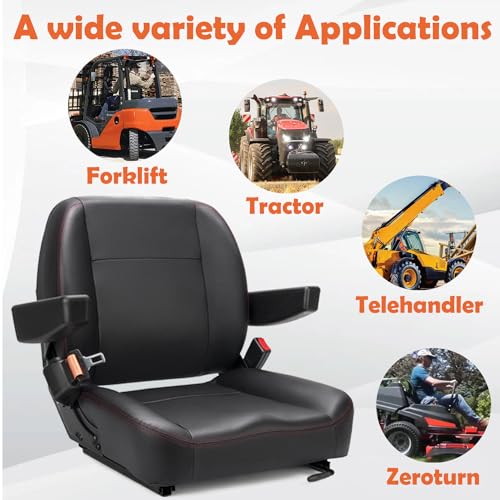 SEATIN Universal Forklift Seat,Tractor Seat,with Micro Switch,Armrest and Safety Belt,for Tractor,Mower,Skid Loader,Telehandler,Backhoe,Excavator Dozer…