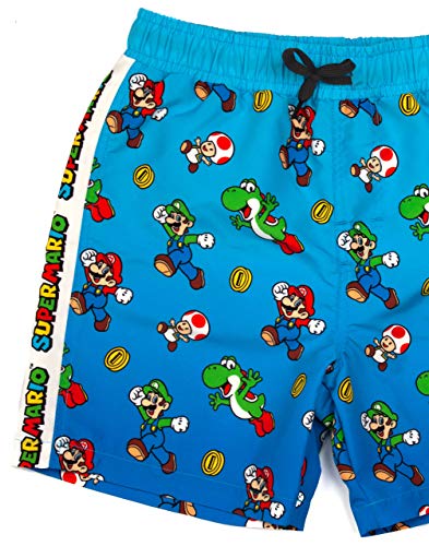 Super Mario Swim Shorts Boys Luigi Kids Gamer Swimming Trunks Pants (3-4 Years) Blue