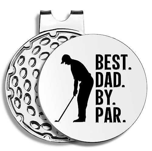 Pishovi Best Dad by Par Funny Golf Ball Markers, Magnetic Golf Ball Markers with Hat Clip, Divot Tools, Men Golf Accessories, Birthday Retirement Golf Gifts for Dad, Husband, Grandpa, Golf Lover