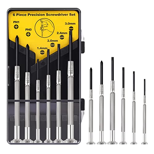 6PCS Mini Precision Screwdriver Set, XAQISHIRE Small Screwdriver Kit with 6 Different Size Flathead and Phillips Screwdrivers, Ideal For Watch, Jewelers, Eyeglass, Toys, Computer, Electronic Repairs