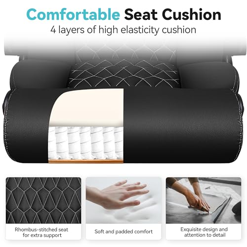 Office Chair, Big and Tall Office Chair, Reclining Office Chair with Footrest Home Office Desk Chairs, High Back Ergonomic Office Chair with Lumbar Support, Executive Leather Office Desk Chair