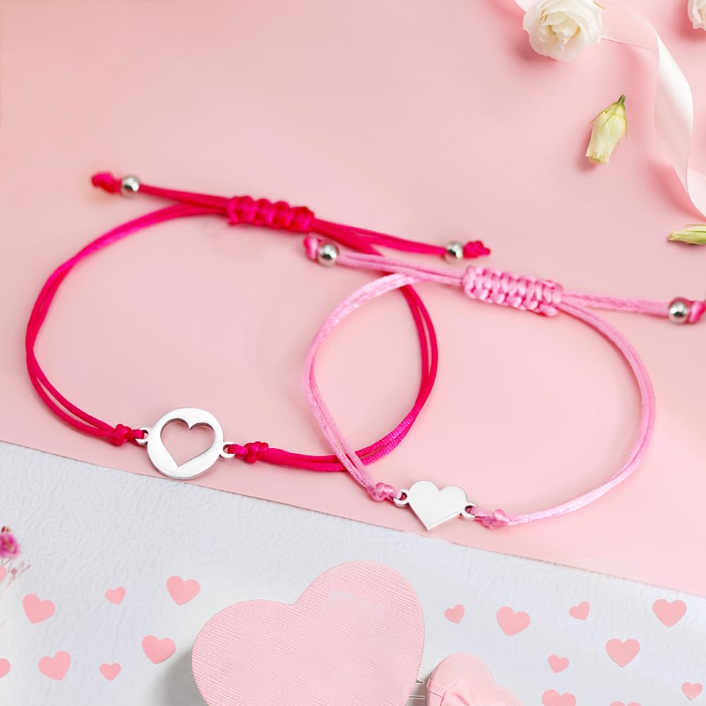 Breezy Valley Back to School Bracelet Mommy and Me Matching Bracelet Set Gifts - First Day of School Bracelet Gift for Students Girls Kids, Mother and Daughter Heart Charm Bracelets for Kindergarten