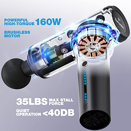 Turonic GM5 Handheld Massage Gun - Deep Tissue Percussion Massager for Muscle Relaxation, 5 Speeds, 7 Heads, Easy-To-Use, Quiet and Powerful for Athletes. Personal Use, Shoulder, Leg, Foot, Back, Body