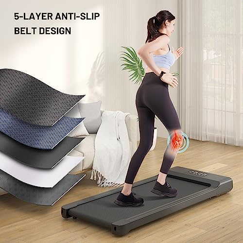MJWW Smart Walking Pad, 2 in 1 Portable Treadmill for Home Small, Compact Under Desk Treadmill with Remote Control LED Display