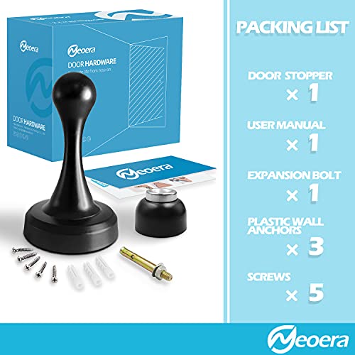Neoera Magnetic Door Stop（Black） Door Stopper Strong Magnetic Door Catch for Hold Door Open, Premium Stainless Steel Made, Anti-Rust, Heavy Duty for Various Door Types, Wall & Floor Mount 1Pack