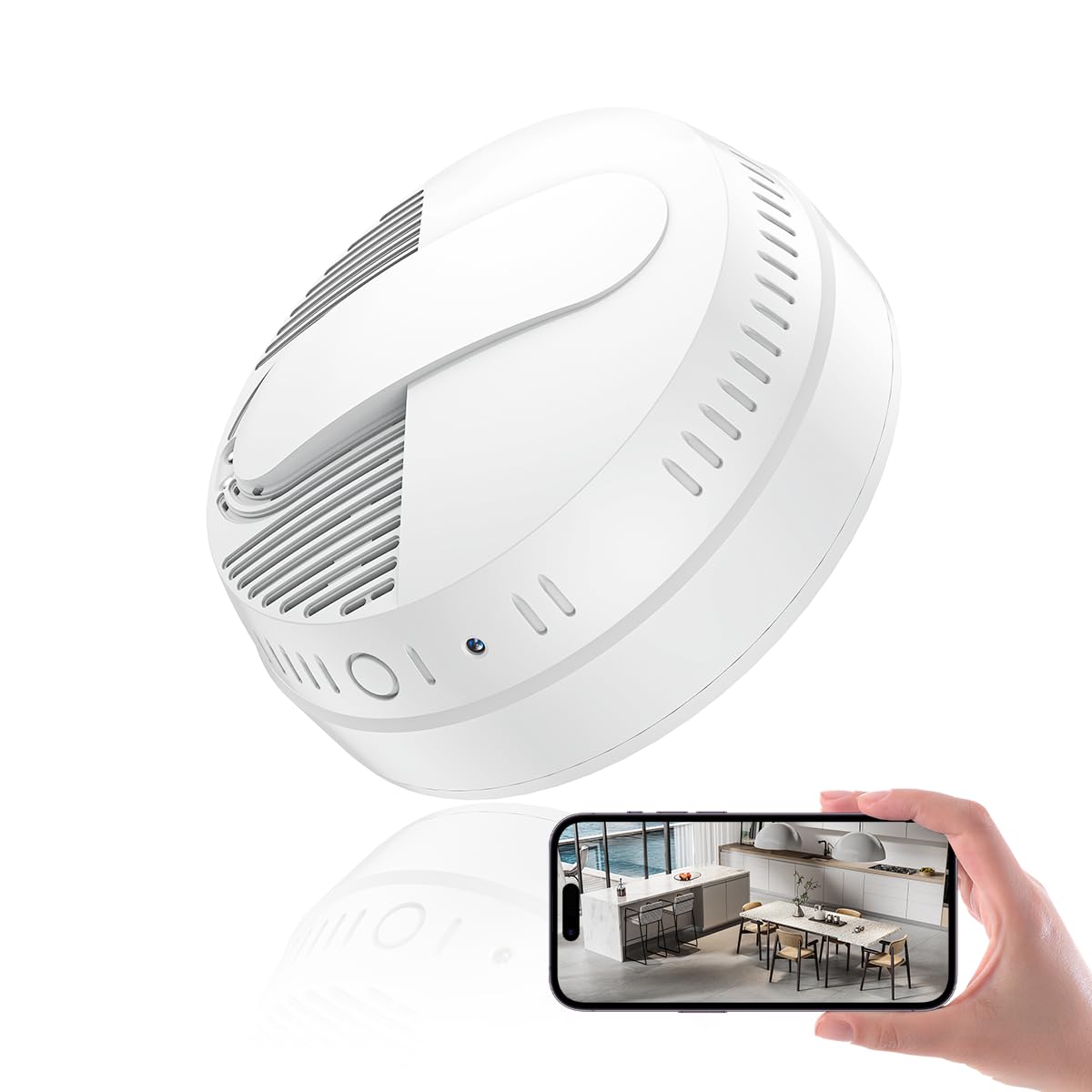 LIZVIE 10000mA Smoke Detector Camera, WiFi Camera with Motion Detection Alert Push Night Vision, Indoor Security Camera