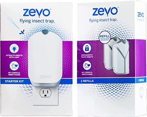 Zevo Flying Insect Trap, Fly Trap + Refill Cartridge Pack (1 Plug-in Base + 3 Total Refill Cartridges)