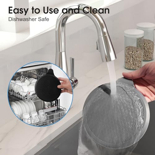 CukoHno Kitchen Sink Stopper,Silicone Bathtub Stopper,6"*7.3"Diameter Large Sink Plug,Drain Stopper for Shower,Bathroom Sinks,Bathtubs,Black,1 Pack