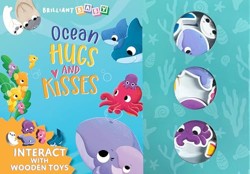 Little Hippo Books Ocean Hugs and Kisses | Interactive Toddler Books with Wooden Toys for Kids | Ocean Board Books & Kids Books | Ocean Animals Baby Book and Baby Toy