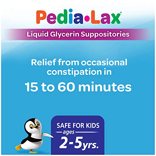 Pedia-Lax Laxative Liquid Glycerin Suppositories for Kids, Ages 2-5, 6 CT, 24 Pack