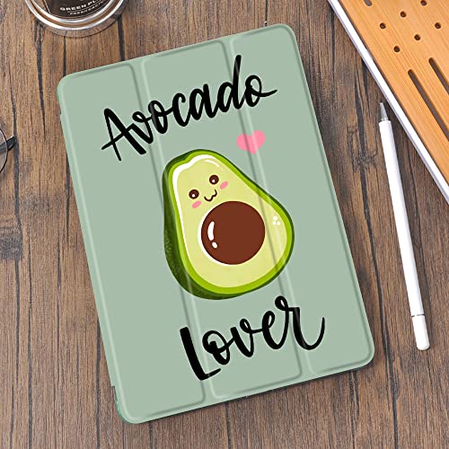 Idocolors Pad Case Cute Avocado Green Case for iPad Air Pink Love Heart Case Anti-Scratch Shockproof with Pencil Holder Lightweight Smart Trifold Stand Case TPU Cover(Model Number: A1474/A1475/A1476)