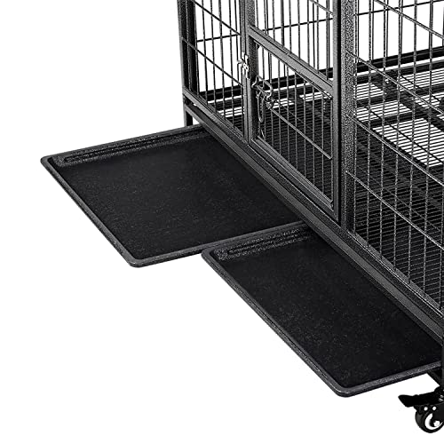 Yaheetech 42-inch Dog Crate Heavy Duty Metal Dog Crate for The House Indoor Dog Kennel for Small/Medium/Large Dogs w/Double Doors & Locks & Double Tray & Lockable Wheels Pet Cage Black