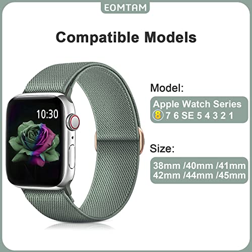 EOMTAM 5 Pack Stretchy Nylon Compatible for Apple Watch Ultra 2/1 Band 38mm 40mm 41mm 42mm 44mm 45mm 49mm Women Men,Elastic Cloth Sport Wristbands Solo Loop for iWatch Series 9 8 SE 7 6 5 4