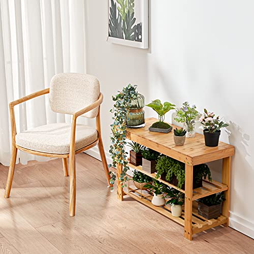 Pipishell 3 Tier Bamboo Shoe Rack Bench - Sturdy Organizer Holds up to 300lbs for Entryway, Bedroom, Living Room, Balcony