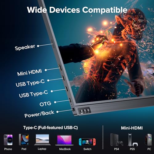UPERFECT Portable Monitor 2K 144Hz 16.1" Portable Gaming Monitor for Laptop 2560x1440P QHD FreeSync HDR Ultra Slim Travel Monitor External Second Screen for PC Phone Game Console with Cover Stand