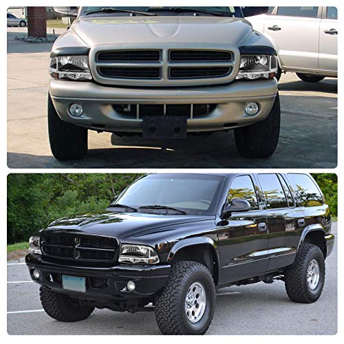 DWVO Headlight Assembly Compatible with 1998-2004 Dodge Dakota 1998-2003 Dodge Durango Headlamp Replacement with Park Signal Lamp Black Housing