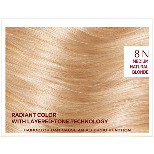 L'Oreal Paris Excellence Age Perfect Layered Tone Flattering Color, 8N Medium Natural Blonde Set (Packaging May Vary)