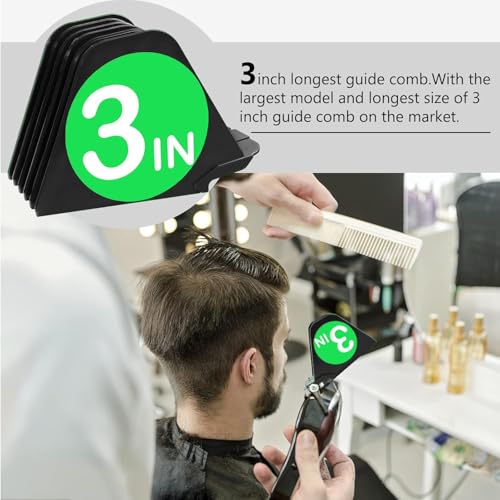 3 Inch Hair Clipper Combs Guides, Hair Clipper Guards 1 & 1/4" 1 & 1/2" 2", Mega NO.16 NO.12 NO.10 fits for most Wahl Clippers (Black, 8pcs Mega Set)