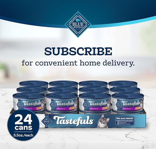 Blue Buffalo Tastefuls Natural Wet Cat Food Cans, Paté Style, Ocean Fish and Tuna Entrée 3-oz Cans (Pack of 4)