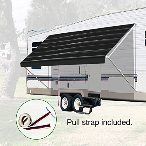 Leaveshade RV Awning Fabric Replacement Camper Trailer Awning Fabric Super Heavy Vinyl Coated Polyester 20'3''(Fit for 21' Awning)- Blue Wave
