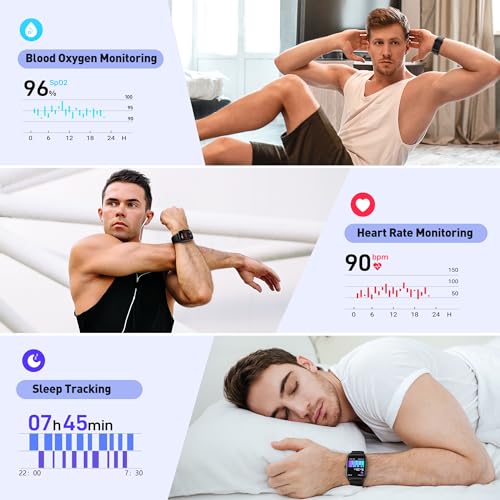 Gydom Smart Watches for Men [Alexa Built-in, Answer/Make Calls, 1.8"] Smartwatch with Heart Rate/SpO2/Sleep/Stress, 100 Sports Modes, IP68 Waterproof, Pedometer Fitness Tracker for iOS Android Phones