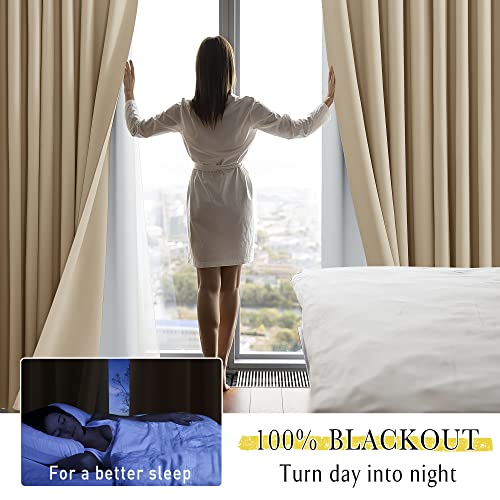 NICETOWN Blackout Curtain Liners for Room Darkening Curtains, White Blackout Liners for Windows, Detachable Ring Included, Thermal Curtain Liners for 42" W by 95" L Drapes, Set of 2, W40 x L90