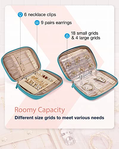 BAGSMART Jewelry Travel Organizer Case for Home Jewelry Organizer Storage Ring Binder Jewelry Bags Clear Jewelry Rolls Zipper Pouch Bag for Necklaces, Earrings, Rings, Bracelets, Pink