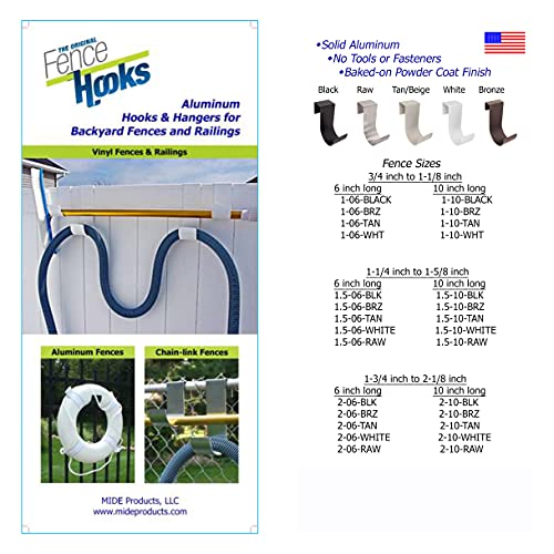 MIDE Products Aluminum Slip-on Fence Hooks, 1-06-BLACK, Pair