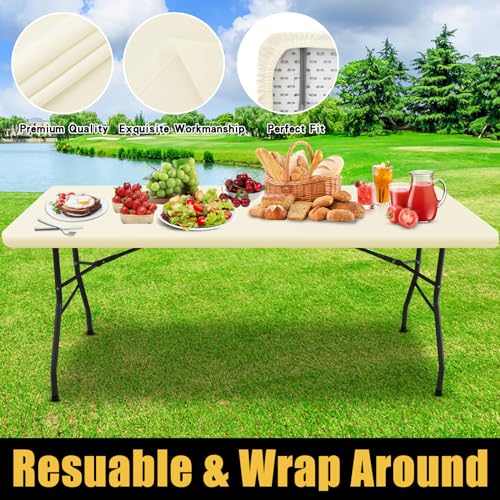 Smiry Rectangle Picnic Table Cloth, Waterproof Elastic Fitted Tablecloths for 4 Foot Tables, Washable Polyester Table Cover for Camping, Indoor and Outdoor (Wine Red, 30"x48")