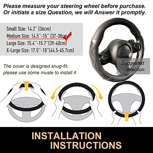 PINCTROT Comfy Grip Steering Wheel Cover, Anti-Slip Design, Universal 14.5-15 Inch(Silicone Black)