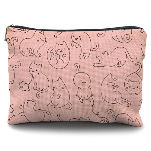 Likjad Cat makeup bag,cat gifts,make up bags for women,pink makeup bag,cat gifts for cat lovers,cat gifts for women,cat mom gifts,cat gifts for girls